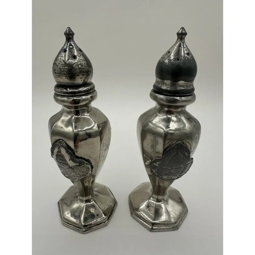 Vintage Washington DC Capitol Salt & Pepper Shakers Silverplate Set Souvenir